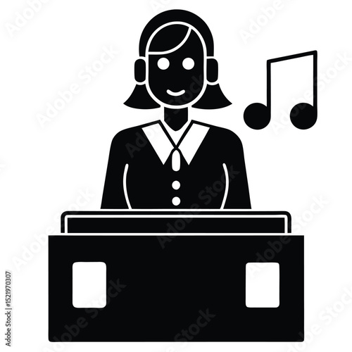 Receptionist element isolated background music player on white background