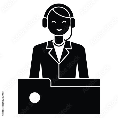 Receptionist element isolated background music player on white background