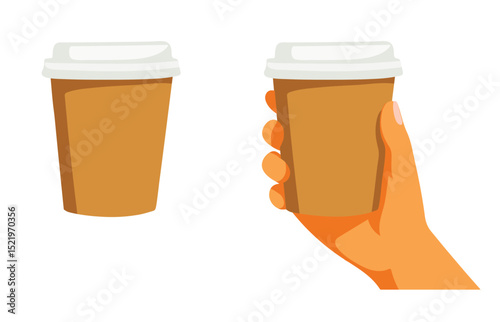 Coffee cup isolated and with handle, Flat design, Vector file.