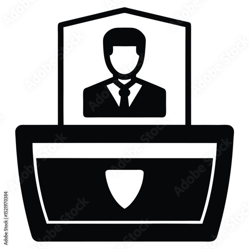 receptionist element isolated badge scanner on white background