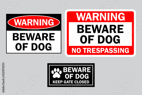 Beware of Dog Sign Bundle – Vector Warning Sign Set for Home and Property Security