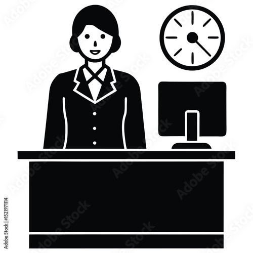 receptionist element isolated digital clock on white background
