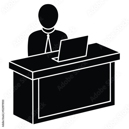 receptionist element isolated guest register on white background