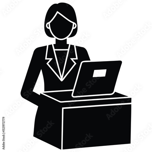 receptionist element isolated id scanner on white background