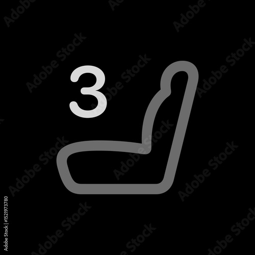 Car Seat Left Position 3 Outline