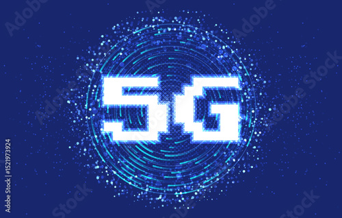 5G Network internet concept background. Creative glowing