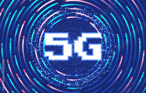 5G Network internet concept background. Creative glowing