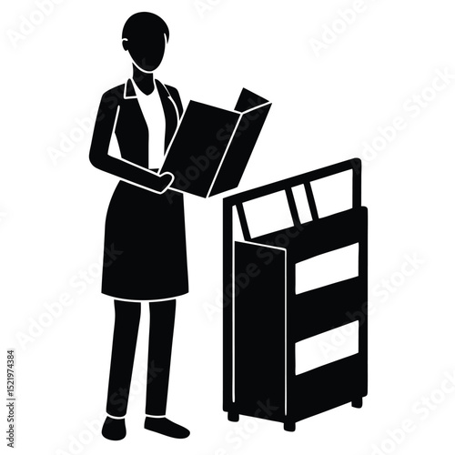 receptionist element isolated magazine rack on white background