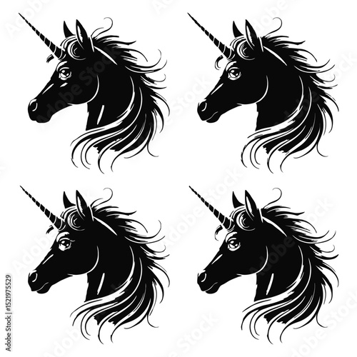 cute unicorn faces collection vector design

