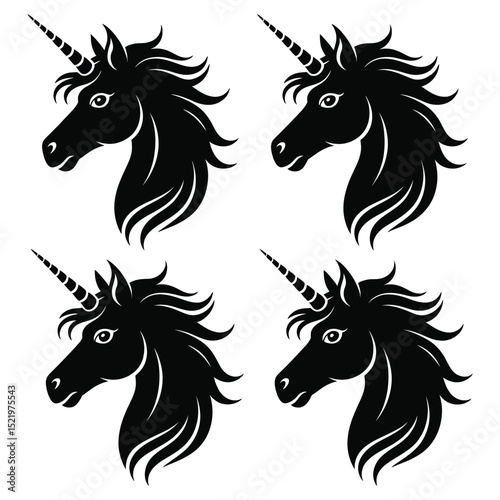 cute unicorn faces collection vector design

