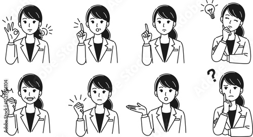 スーツの女性ジェスチャーセット