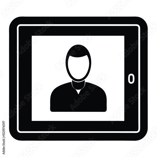 receptionist element isolated sign in tablet on white background