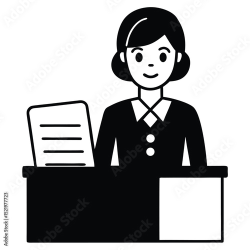 receptionist element isolated waiting list on white background