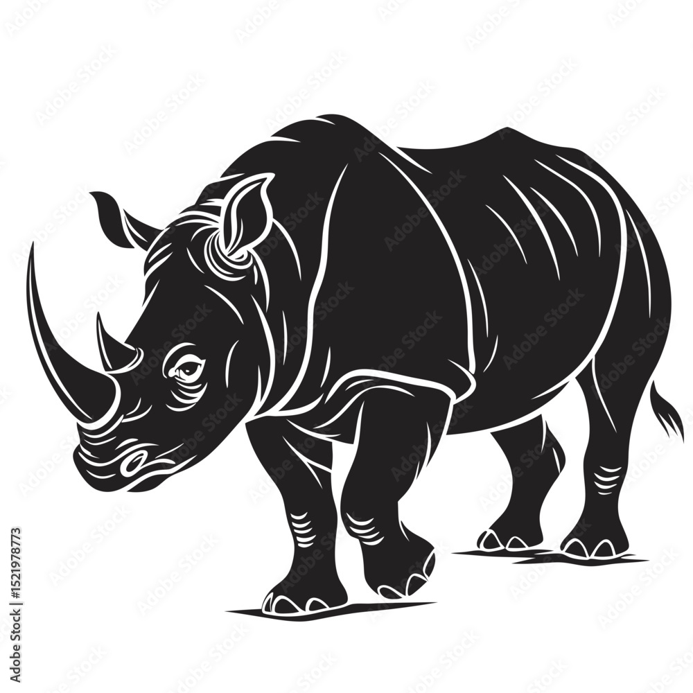 Fototapeta premium Rhinoceros Vector Silhouette