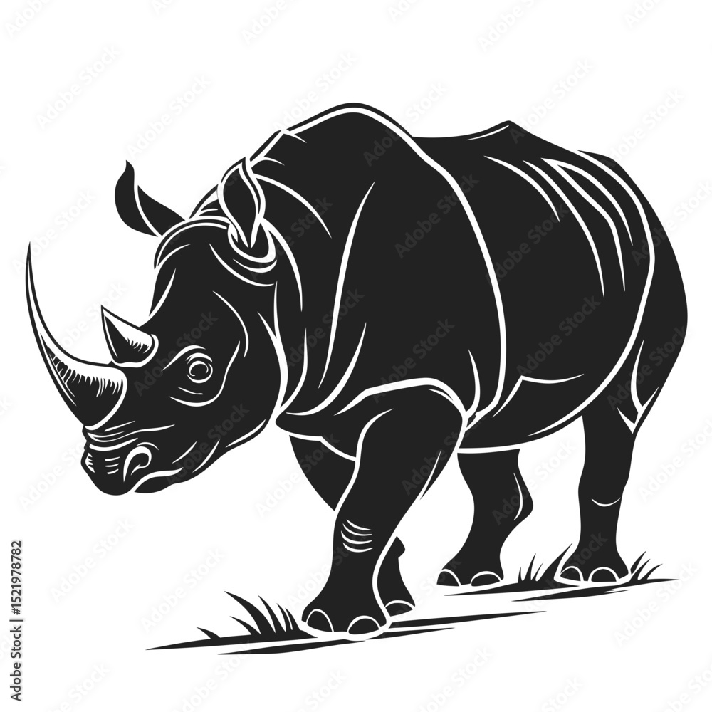 Obraz premium Rhinoceros Vector Silhouette 