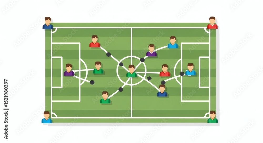 Fototapeta premium Soccer Formation Strategy Diagram of a Winning Lineup