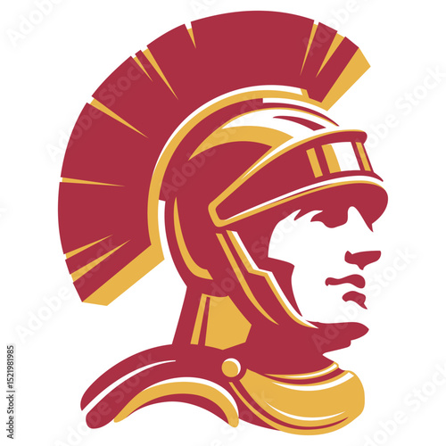 Trojan Helmet Logo in Red and Yellow