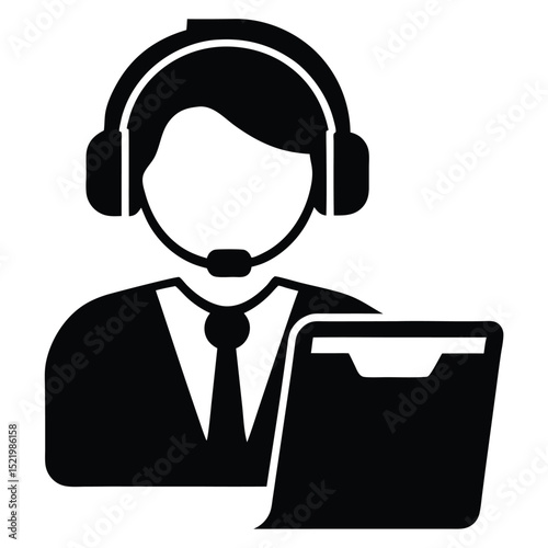 Call center agent element isolated call script folder on white background