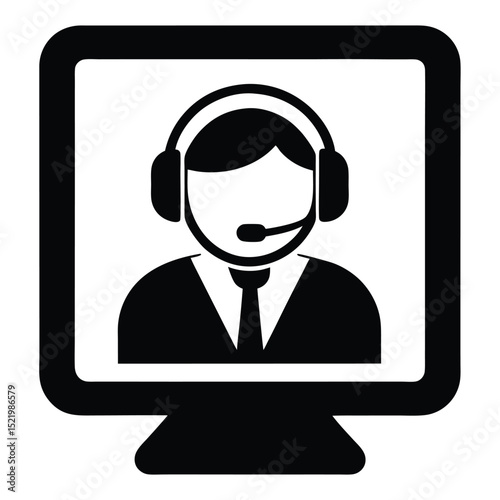 call center agent element isolated computer on white backgroound