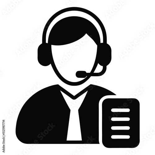Call center agent element isolated digital notepad on white background