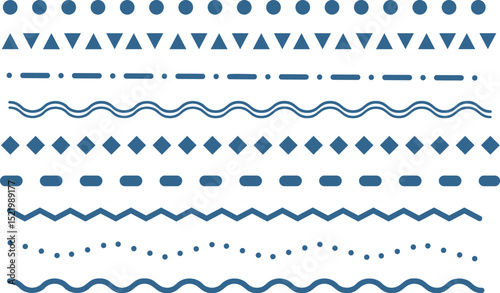 Vector line set -1- darkblue. Lines, borders, underline 