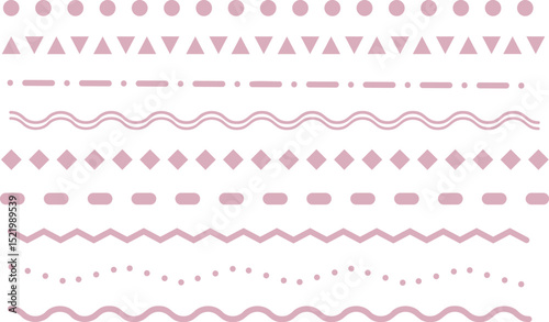 Vector line set -1- pink. Lines, borders, underline 