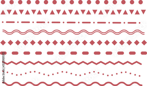 Vector line set -1- red. Lines, borders, underline 