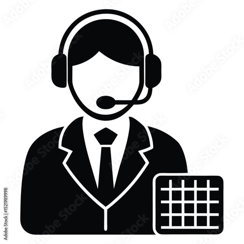 call center agent element isolated keyboard on white backgroound
