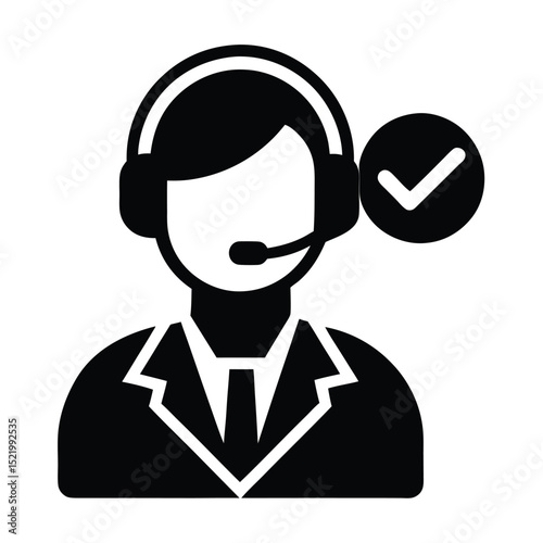Call center agent element isolated quality check icon on white background