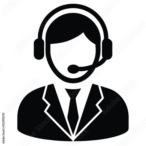 Call center agent element isolated query response icon on white background