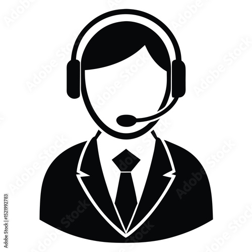 Call center agent element isolated query response icon on white background