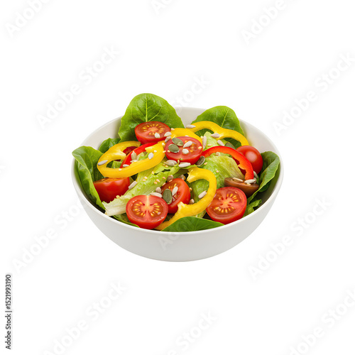 Bowl of healthy mixed salad with fresh greens and vegetables