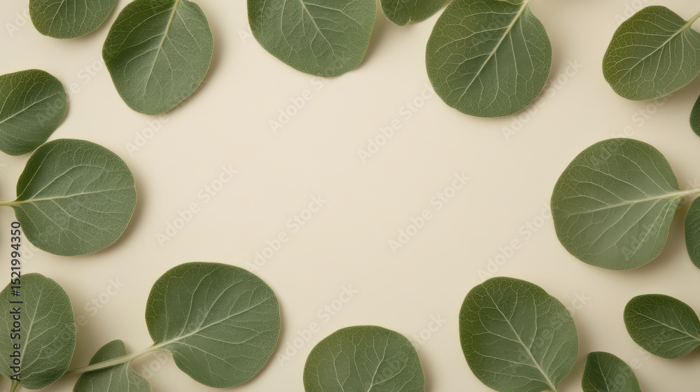 Fototapeta premium Green leafy vines arranged symmetrically on soft background create calming atmosphere