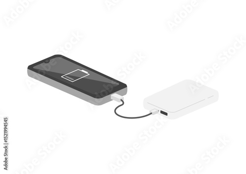 充電中のモバイルバッテリーのイラスト　0%