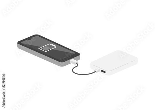 充電中のモバイルバッテリーのイラスト