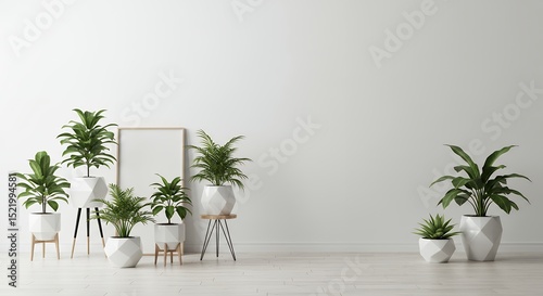 Modern Minimalist Home Decor: Plants in Geometric Pots