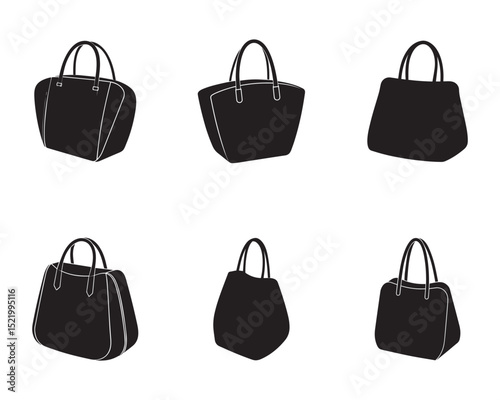 Simple tote bag silhouette icon vector illustration design on white background.