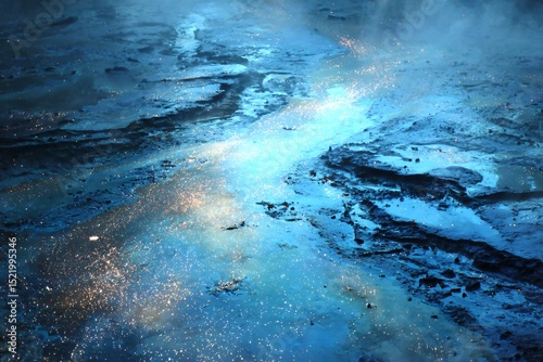 Stunning Cosmic Reflection on Wet Surface Nature's Art Abstract Photography Ethereal Environment
