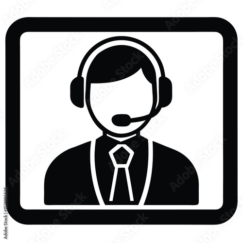 Call center agent element isolated ticketing system screen on white background