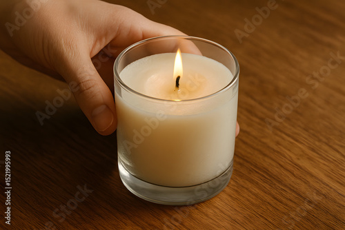 Hand Holding Glass Candle