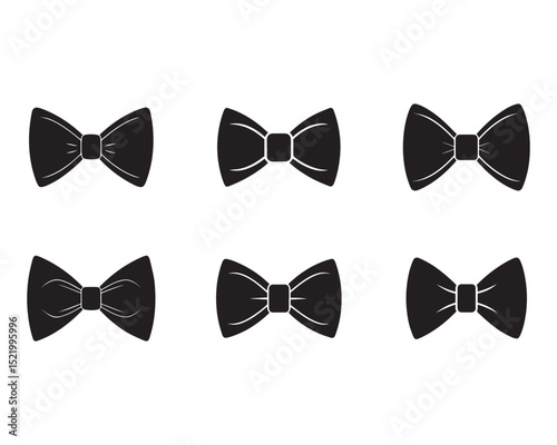 set of bow tie sketch icon silhouette vector illustration
