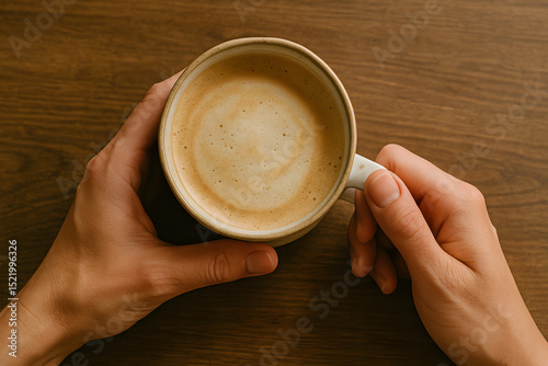 Cup of coffee seen from above