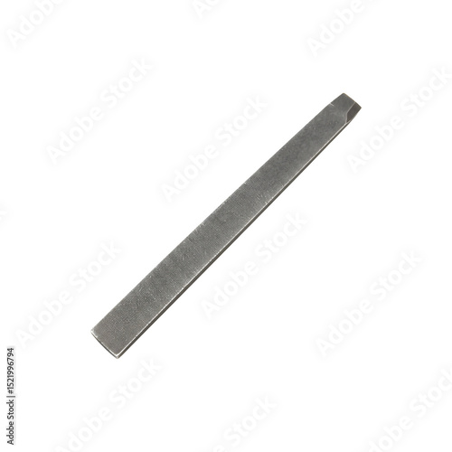 Close-up of a metal nail file isolated on white background