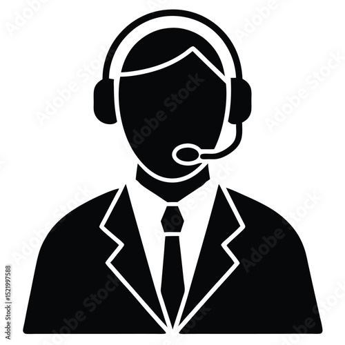 call center agent element isolated warning icon on white backgroound