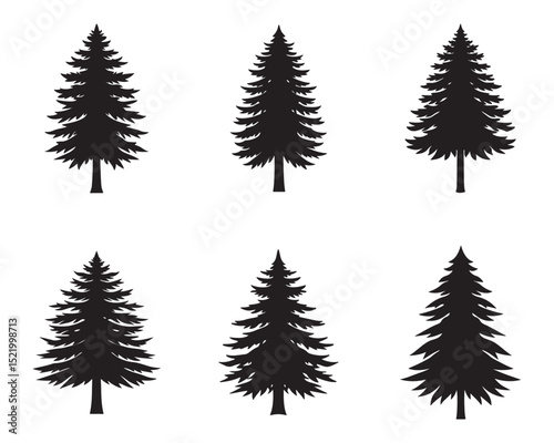 cedar icon vector silhouette illustration set