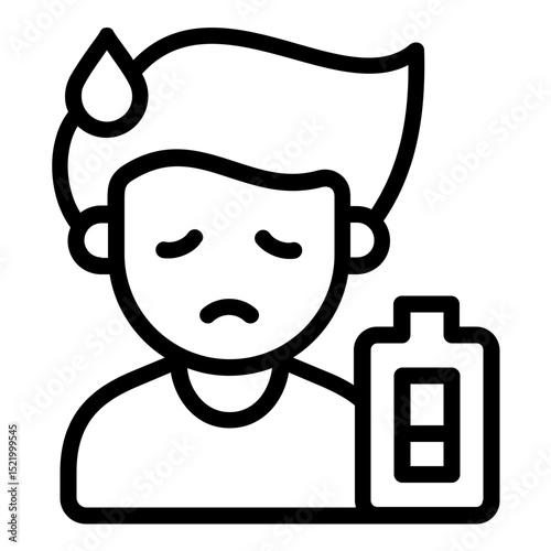 boy with fatigue icon line