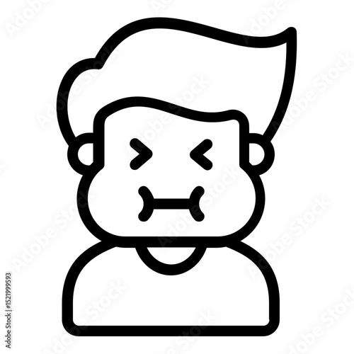 boy with nausea icon line