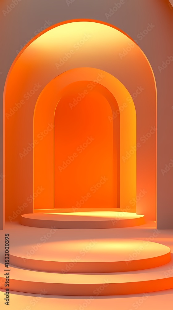 Fototapeta premium digital technology orange circular booth illustration poster background