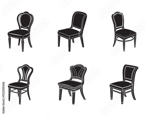 Set of dining chair silhouette vector designs
