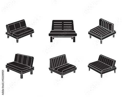 futon icon silhouette vector illustration